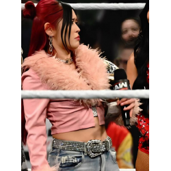 WWE Raw 2026 Masami Odate Pink Fur Trim Leather Jacket